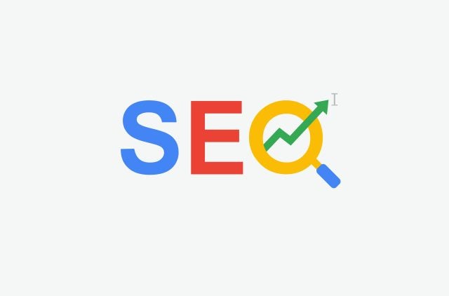 Letters spelling out SEO in Google's colors