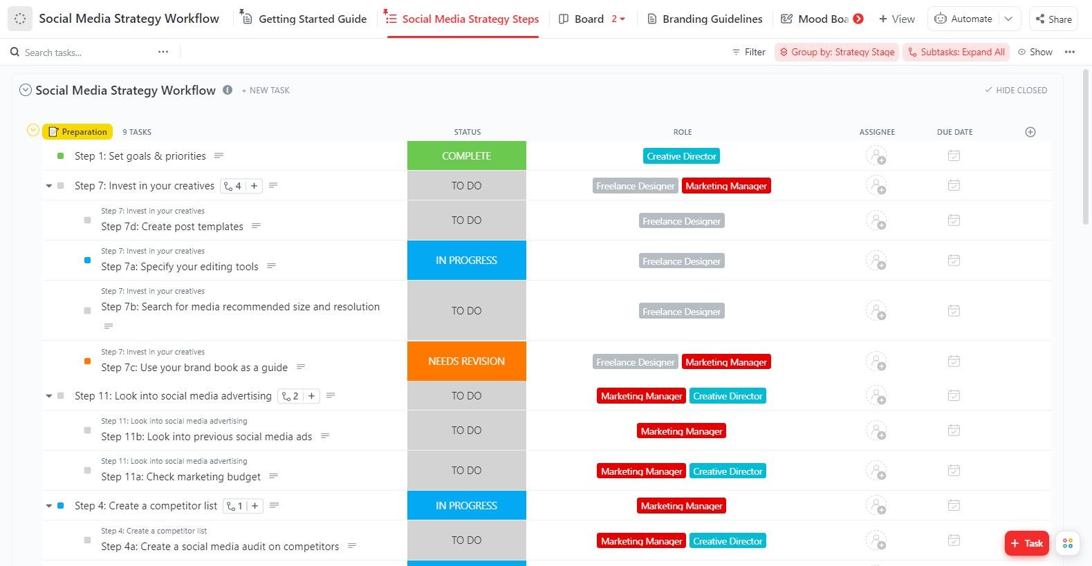 Example social media strategy template for an invented jewellery business