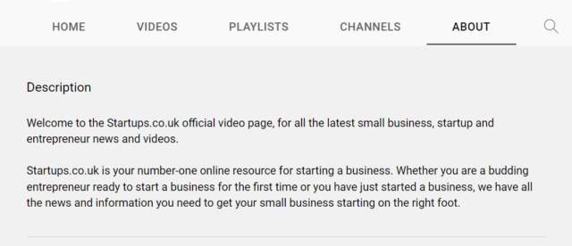 startups description youtube