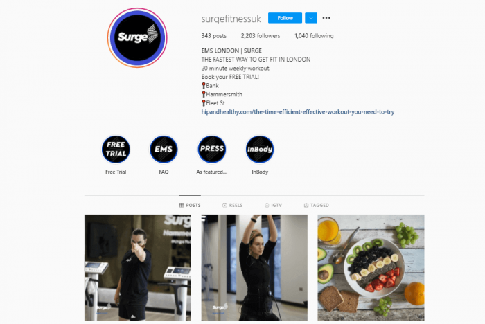 Surge Fitness social media screenshot