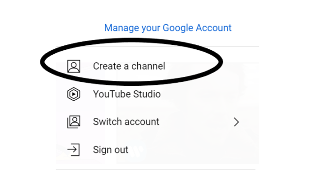 youtube screenshot create a channel